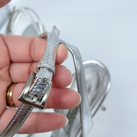 Prada Silver Leather Crystal embellished strappy heels EU 39 - Picture 7 of 13